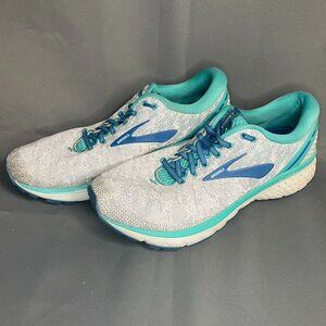 Brooks Ghost Women’s Running Shoes – Size 12 – White/Teal/Blue – Gently Used